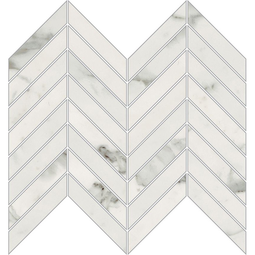 Фон Шеврон полированный Белый Апуано на сетке 24,7x30 см